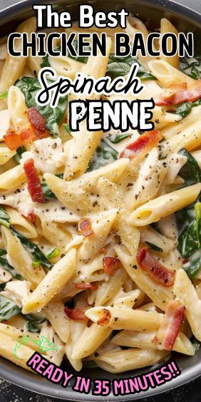 If you’re looking for a hearty and delicious pasta dish that combines savory flavors and rich textures, Chicken Bacon Spinach Penne is your answer. This recipe brings together tender chicken, crispy bacon, and fresh spinach for a satisfying meal that’s both comforting and nutritious. Whether Chicken Bacon Pasta Recipes, Campbells Green Bean Casserole Recipe, Healthy Bacon Recipes, Chicken Spinach Bake, Chicken Penne Recipes, Chicken Bacon Spinach Pasta, Chicken Spinach Recipes, Bacon Pasta Recipes, Chicken Penne Pasta