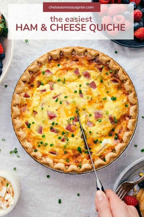 Ham And Cheese Quiche Easy, Quish Recipes, Swiss Quiche, Quiche Easy, Breakfast Quiche Recipes Easy, Luncheon Recipes, Ham Quiche, Cheese Quiche Recipe, Ham And Cheese Quiche