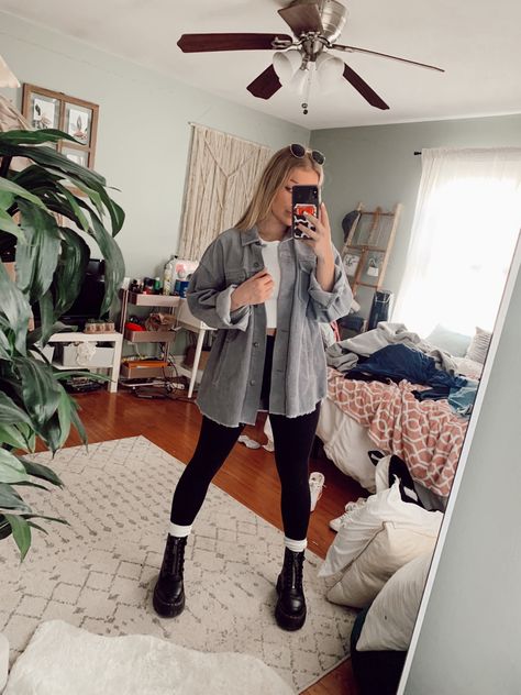 Boots, fashion, mirror, selfie Dr Marten Leggings Outfit, Doc Martens Outfit Work Casual, Blazer With Doc Martens, Sinclair Max Dr Martens Outfit, Doc Marten Rainy Day Outfit, Cozy Doc Marten Outfits, Outfit Ideas For Doc Martens, Doc Martens With A Dress, Leggings Dr Martens Outfit