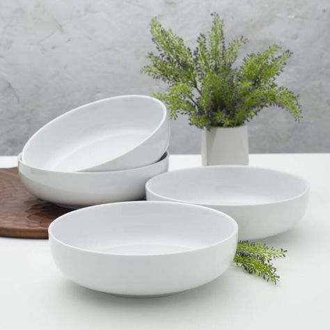 Everyday White by Fitz and Floyd Small Pasta Bowls, Set of 4 - N/A - Bed Bath & Beyond - 38370405 White Pasta Bowls, Noodles Vegetables, Vegetables Soup, Pasta Rice, White Pasta, Small Pasta, Individual Servings, Candle Table, White Set