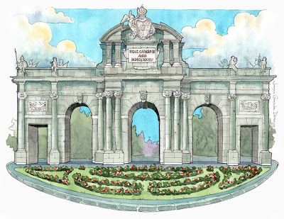 Classic Villa, Png Art, Urban Sketchers, Seating Plan, Travel Scrapbook, Madrid Spain, Seville, Travel Art, Art Classes