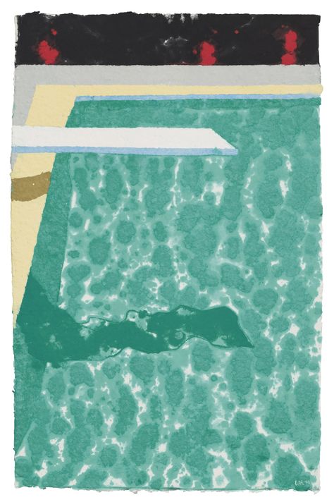 Hockney Swimming Pool, Pool With Diving Board, David Hockney Artist, David Hockney Pool, Pool Artwork, David Hockney Paintings, Swimming Pool Art, Green Pool, Pool Art