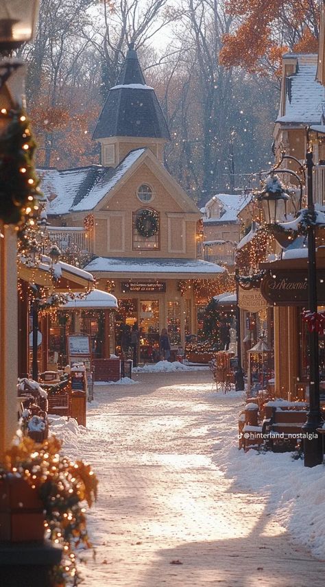 Christmas Downtown Aesthetic, Christmas Village Photography, Swiss Christmas Aesthetic, Christmas Town Square, Christmas And Winter Aesthetic, 2010 Christmas Aesthetic, Christmas Neutral Aesthetic, Christmas Small Town Aesthetic, Christmas Town Decorations