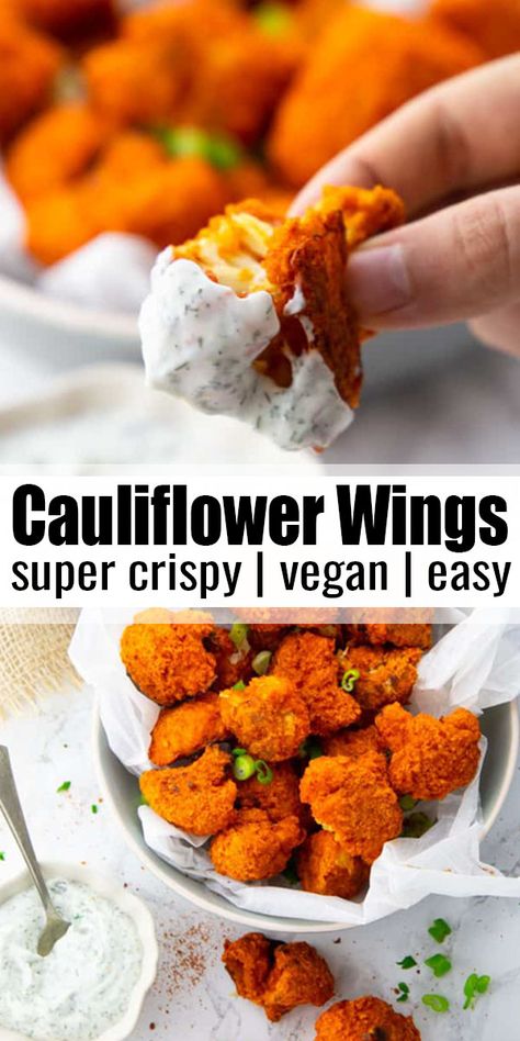 Ranch Sauce, Cauliflower Buffalo Wings, Vegan Ranch, Resep Diet, Ranch Dip, Makanan Diet, Tasty Vegetarian Recipes, Vegan Comfort Food, Buffalo Sauce