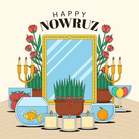 Nowruz Illustration, Nowruz Crafts, Norooz Card, Nowruz Card, Novruz Holiday, Happy Nowruz, Iranian New Year, Haft Sin, Owl Theme Classroom