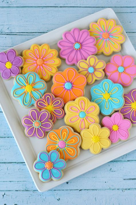 Colorful Cookies, Flower Sugar Cookies, Spring Cookies, Summer Cookies, Sugar Cookie Designs, Pretty Cookies, Fancy Cookies, Creative Cookies, Beautiful Cookies