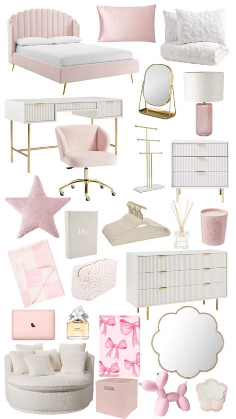 Studio Room Makeover, Preppy And Aesthetic Room, Bedroom Inspirations Preppy, Clean Room Aesthetic Pink, Coastal Pink Bedroom, Room Themes Aesthetic, Softie Room, Room Ideas Pink And White, Room Ideas Coquette