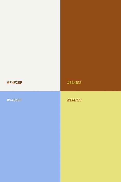 Color palette with light blue, off white, warm brown and light greenish yellow Brown Blue Yellow Color Palette, Complementary Color Pallete, Earth Tone Yellow, Minnesota Color Palette, Color Combos With Yellow, Sunflower Color Pallete, Yellow Based Color Palette, Lemon Yellow Palette, Call Me If You Get Lost Color Palette