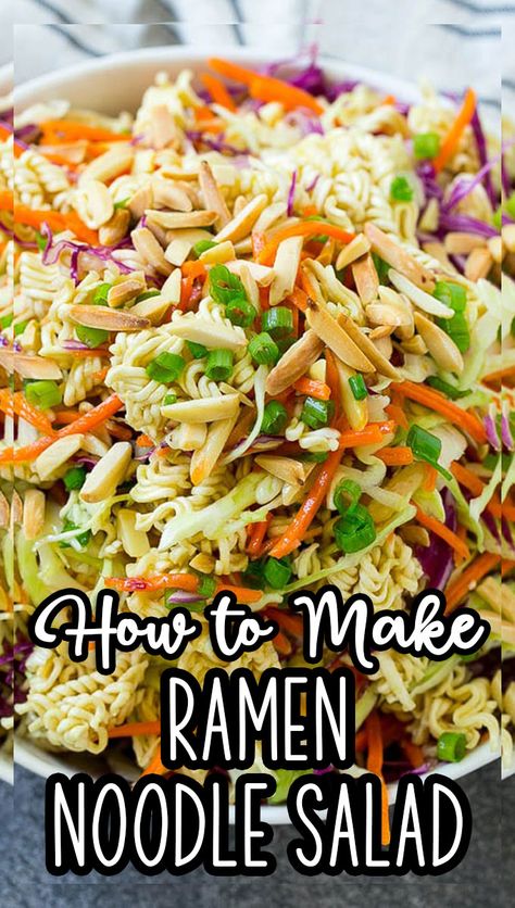 Ramen Noodle And Cabbage Recipes, Ramen Noodle Cole Slaw, Salad Recipes With Ramen Noodles, Coleslaw Salad With Ramen Noodles, Chinese Noodle Salad Ramen, Napa Cabbage Ramen Noodle Salad, Best Ramen Salad Recipe, Raman Noodles Salad Recipe, Romain Noodles Salad