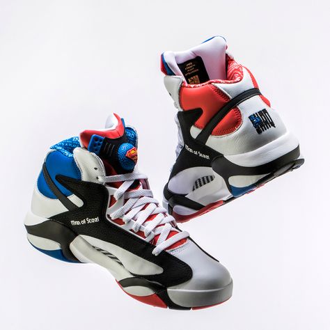 Shoe Palace x Reebok Shaq Attaq "Superman" Release Info | SneakerNews.com Superman Shoes, Reebok Pump, Shoe Palace, Red Color Schemes, Stance Socks, Superman Logo, Reebok Sneakers, Shaquille O'neal, Basketball Sneakers