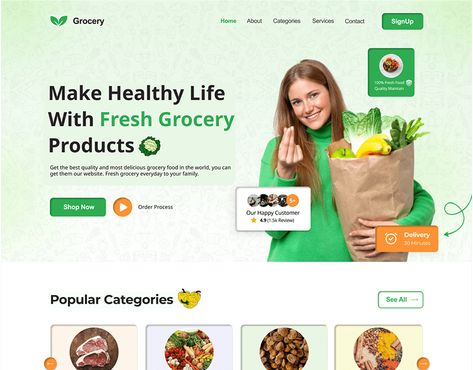 WEBSITE GROCERY DESIGN Grocery Store Website, Grocery Design, Donna Suits, Grocery Website, Suits Quotes, Best Landing Page Design, Ui Design Dashboard, Grocery Delivery Service, Online Grocery Store