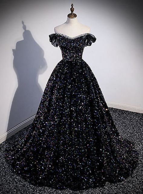 Black Sequin Prom Dress, Ball Gown Prom Dresses, Gown Prom Dresses, Beaded Party Dress, Long Formal Gowns, Dress Wedding Guest, Sequin Evening Dresses, Black Dress Formal, Sequin Prom Dresses