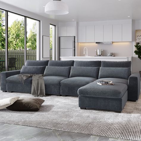 PRICES MAY VARY. Linen [Modern Sectional] This modern sectional sofa has a classic design that will never go out of style. The upholstery and sleek lines blend perfectly to create a harmonious appearance that can suit any decor style and enhance your space. [Durable & Functional] This Large sectional sofa Manufactured with high-quality wood with spring reinforced cushions, the sturdy build provides the utmost seating support. Resistant against untimely wear, dirt and spills, this fabric function Sofa Convertible, Minimalist Sofa, Living Room Sofa Set, L Shaped Couch, Modern Sofa Sectional, Couch Set, Comfortable Pillows, Sectional Sofa Couch, Modular Sectional Sofa