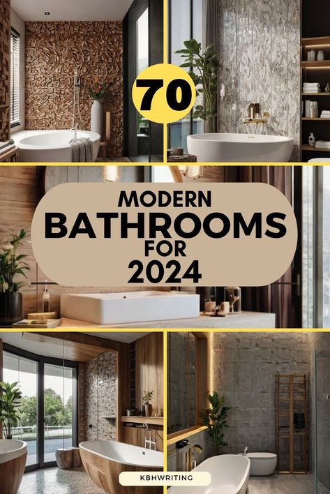 Discover 70 modern bathrooms for 2024 that combine sleek design with functional elegance. From minimalist fixtures to luxurious finishes, these contemporary bathrooms will inspire your next renovation.#modernbathrooms  #bathroomdesigninspiration  #homedecorating Buy fantastic bathroom wall art from Cheapwallarts.com. Bathroom Interior Design Luxury Modern, Bathrooms Luxury Modern, Master Bathrooms Luxury, Organic Bathroom Design, Modern Master Bathrooms, Contemporary Bathroom Remodel, Bathroom Interior Design Luxury, Modern Bathroom Design Ideas, Mid Century Modern Bathroom