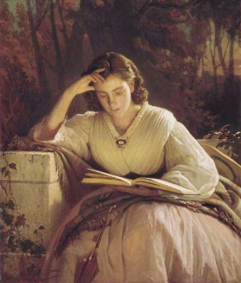 ''Whilst Reading: A Portrait of Sofia Kramskoya, the Painter’s Wife'' by Ivan Kramskoi, 1866 People Reading, An Open Book, Reading Art, 수채화 그림, Oil Canvas, Margaret Atwood, Woman Reading, Reading A Book, Norman Rockwell