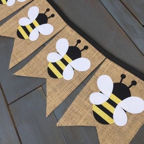 Bee First Birthday Party, Bumble Bee First Birthday, Bee First Birthday, Bee Party Decorations, Bee Banners, Kindergarten Party, Bee Themed Classroom, Bumble Bee Birthday, Bee Classroom