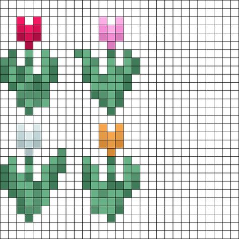 Minecraft Tulips Perler Bead Pattern | Bead Sprites | Misc Fuse Bead Patterns Tulip Grid Pattern, Tulip Bead Pattern, Pink Tulip Minecraft, Tulip Perler Beads, Minecraft Grid Pattern, Minecraft Tulip 3d, Minecraft Flower Painting Grid, Minecraft Flower Drawing, Minecraft Orange Tulip