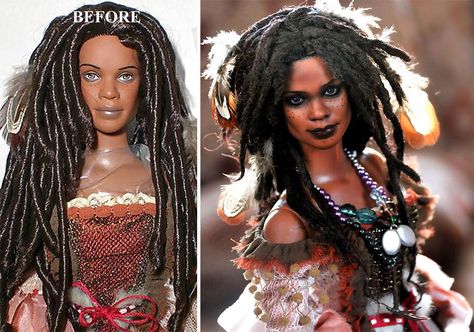 Tia Dalma, Makeup Faces, Celebrity Dolls, Diy Dolls, Wax Museum, Custom Toys, Disney Dolls, Black Barbie, Doll Repaint