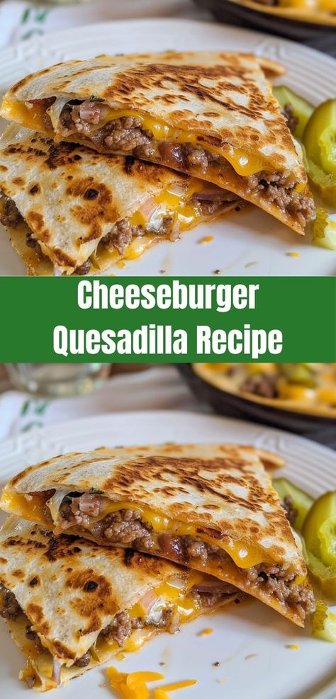 Cheeseburger Quesadilla Recipe
Ingredients:
1 Pound Ground Beef
2 Tablespoons Ketchup Supper Ideas With Hamburger, Cheeseburger Quesadilla Recipe, Burger Fixings, Cheeseburger Quesadillas, Cheeseburger Quesadilla, Quesadilla Recipes Beef, Quick Ground Beef Recipes, Ground Beef Quesadillas, Cheeseburger Recipe