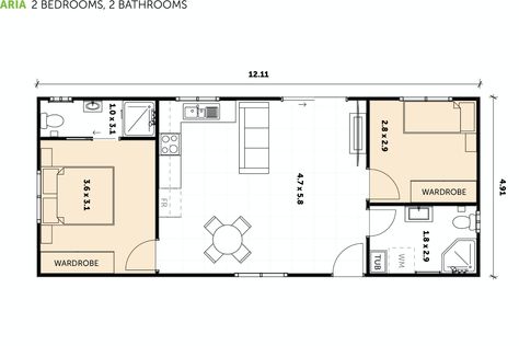 2 Bedroom Granny Flats | Floor Plans, Designs & Builds Granny Flat Floor Plans, Garage Granny Flat, Flat Floor Plan, 2 Bedroom Granny Flat, Best Floor Plans, Granny Flat Plans, Floor Plan Ideas, Granny Flats, Garage Floor Plans