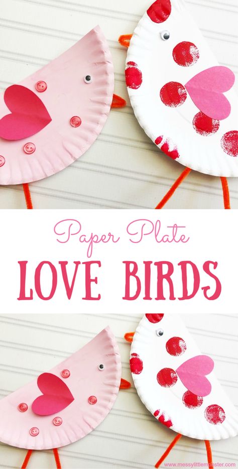 Birds Craft, Preschool Valentine Crafts, February Crafts, Easy Valentine Crafts, Enchiladas Recipe, Valentine's Day Crafts For Kids, Toddler Arts And Crafts, Preschool Valentines, Valentine Activities