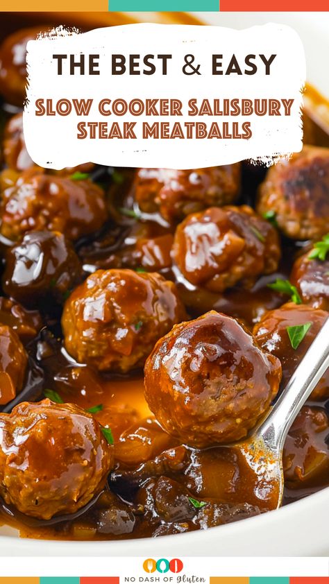 Crockpot Meatball Salisbury Steak, Salsberry Steak Meatballs With Gravy, Salbery Steak Meatballs, Crockpot Gravy Meatballs, Easy Salisbury Steak Meatballs, Meat Ball Recipes Easy Crockpot, Ground Beef Recipes Meatballs, Salsberry Meatballs Recipe, Crockpot Salsberry Meatballs