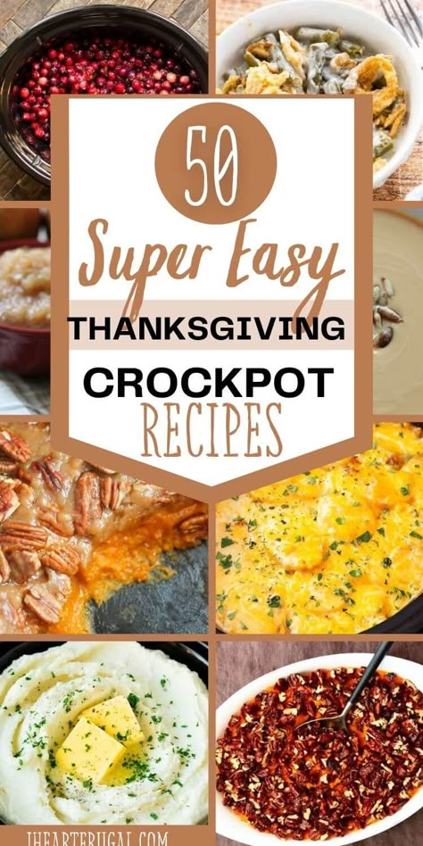 50 Easy Thanksgiving Crockpot Side Dish Recipes - I Heart Frugal Thanksgiving Dinner In A Crockpot, Crockpot Recipes Thanksgiving Sides, Potluck Sides Crockpot, Individual Thanksgiving Side Dishes, Side Dish Recipes For Thanksgiving, Thanksgiving Vegetable Crockpot, Crock Pot Side Dishes Easy, Easy Thanksgiving Crock Pot Recipes, Easy Thanksgiving Crockpot Sides