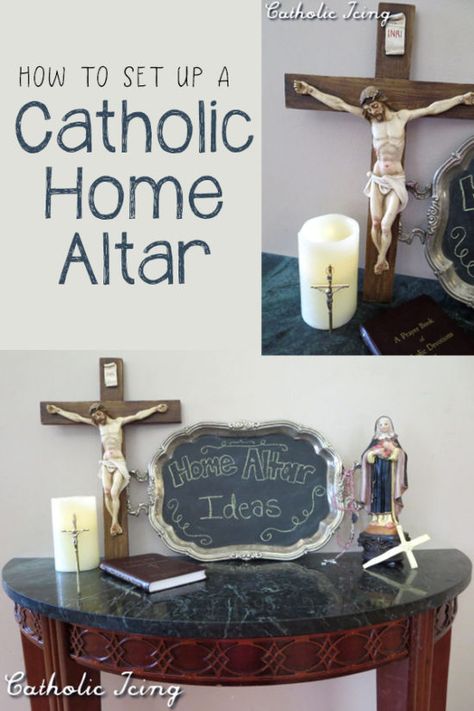 Prayer Table Catholic Home Altar, Prayer Table Ideas, Altar Ideas Catholic, Prayer Room Ideas Catholic, Catholic Prayer Room, Catholic Decor Home Ideas, Home Altar Ideas, Praying Room, Icon Corner