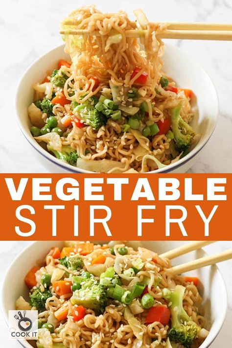 Vegetable Rice Noodle Stir Fry, Vegetable Stir Fry With Noodles, Ramen Veggie Stir Fry, Ramen Stir Fry Vegetarian, Stir Fry Noodles And Vegetables, Stir Fry Rice Noodles Recipe Veggies, Rice Noodles With Vegetables, Noodle Vegetable Stir Fry, Healthy Veggie Stir Fry