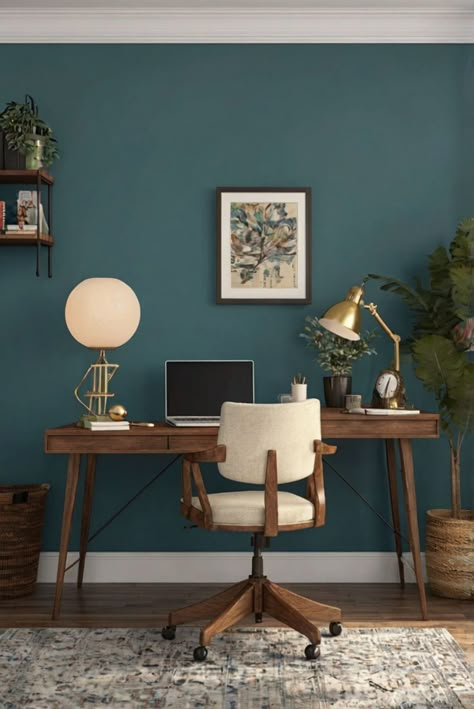 home office decor, office interior design, design home office, office decor trends Home Office Interior Design Ideas, Turquoise Office, Teal Office, Fall Decor Neutral, Dads Office, Guest Bedroom Home Office, Home Office Interior Design, Fall Furniture, Cozy Up Your Home