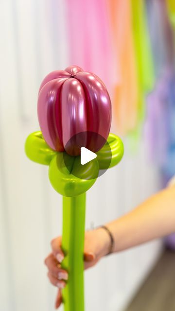 One Tulip Bouquet, Balloon Flower Bouquet Tutorial, How To Make Flower Balloons Diy, Tulip Balloon Bouquet, 260 Balloon Flower, How To Make A Flower Balloon, Diy Balloon Bouquet Tutorials, Thanksgiving Balloon Centerpiece, Diy Flower Balloons