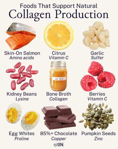 Support Your Natural Collagen Production With These 9 Nutrient-Rich Foods Food F, Natural Collagen, Nutrient Rich Foods, Healthy Food Motivation, Healthy Lifestyle Food, Nutrient Dense Food, Holistic Nutrition, Healing Food, Collagen Production