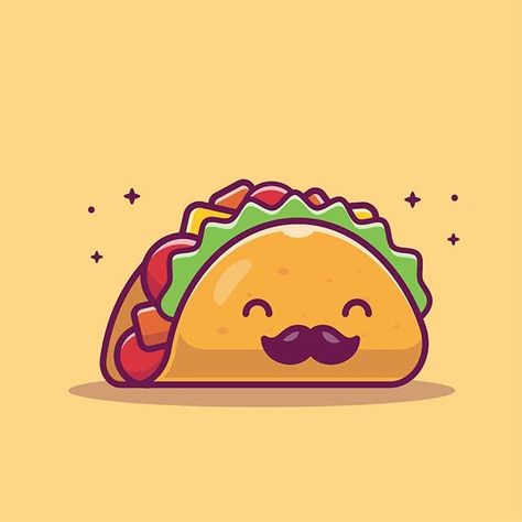 catalyst (@catalystvibes) • Instagram photos and videos Taco Wallpaper, Mustache Drawing, Taco Cartoon, Taco Drawing, Doodles Kawaii, Tacos Mexicanos, Food Cartoon, Cute Food Drawings, Vector Icons Illustration