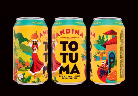 These Brews Capture The Spirit and Liveliness of Colombia | Dieline Colombian Graphic Design, Beer Names, Brazilian Coffee, Fruit Stands, Simple Band, Packaging Designs, Tropical Foliage, Luxury Packaging, Arizona Tea