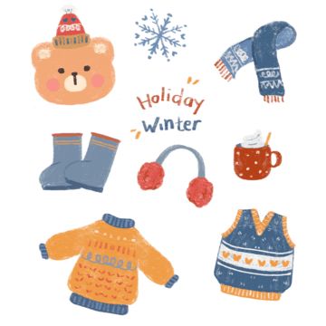 Drawing Easy Cute, Korean Bear, Winter Drawing, Doodle Sticker, Winter Drawings, Sticker Printable, Korean Stickers, Winter Clipart, Bear Clipart