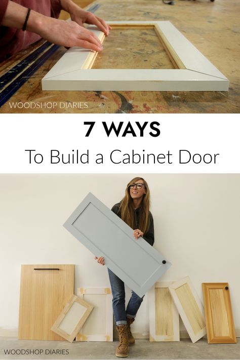 7 Ways To Build a Cabinet Door Diy Cheap Cabinets, Kitchen Cabinet Build, How To Build Doors For Cabinet, How To Add Doors To Built In Shelves, Diy Cabinets Doors, Building Kitchen Cabinets Diy, How To Build Cabinet Doors, How To Build A Cabinet, How To Build Kitchen Cabinets