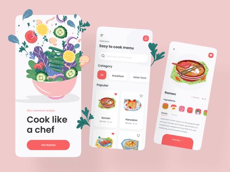 Cooking App by Dmitry Lauretsky for Ronas IT | UI/UX Team on Dribbble การออกแบบ Ui Ux, Ux Kits, Cooking Design, Ui Ux App, Cooking App, App Concept, Mobile App Design Inspiration, Portfolio Design Layout, Ux Design Inspiration