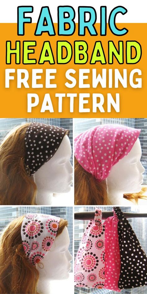 Bandana Headband Sewing Pattern, Elastic Bandana Headband Diy, How To Make Headwraps, Diy Scarf Headband, Sewing Hair Scarf, Headbands To Sew, How To Sew Bandana, Bandana Headband Diy, How To Make A Headband Out Of Fabric