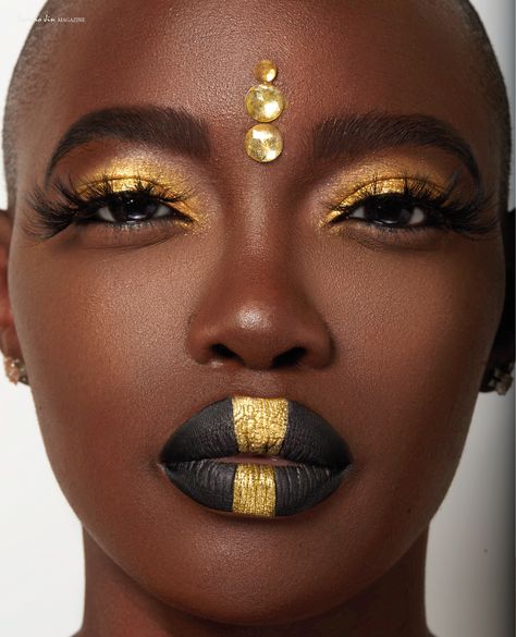 Inspiration For Black Women, African Face Paint, Jin Magazine, Match Nails, African Makeup, Futuristic Makeup, Egyptian Makeup, Goddess Makeup, Ethno Style