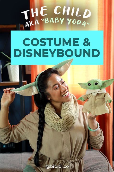 An adorably comfy Baby Yoda / The Child Mandalorian costume perfect for a cozy night of watching your favorite Disney Plus original series! #DisneyStyle #StarWarsStyle #DisneyCostumes #Disneybound #Disneybounding Grogu Costume Women, Diy Grogu Costume, Baby Yoda Costume For Baby, Toddler Yoda Costume, Grogu Disney Outfit, Baby Yoda Costume, Yoda Costume, Mandalorian Costume, Child Baby