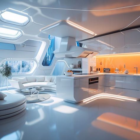 Futuristic Studio Apartment, Futuristic Control Room, Futuristic Living Room Interior Design, Futuristic Apartment Interior Design, Futuristic Living Room Ideas, Futuristic Home Office, Studio Apartment Modern, Futuristic Office Interior, Playful Interior Design