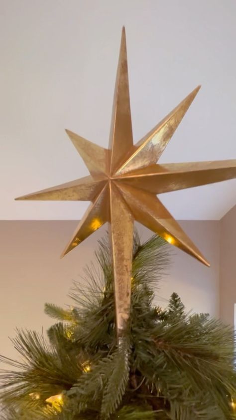 Lauren Beavers | DIY Christmas Tree Topper 🎄 The star is sold out online so you have to go in store to find it!! 🫶🏼 #treetopper #christmasdecor... | Instagram North Star Tree Topper, Tree Toppers Christmas Unique Diy, Diy Xmas Tree Topper, Diy Star Tree Topper, Homemade Tree Topper, Tree Topper Diy, Diy Tree Topper, Xmas Tree Toppers, Diy Christmas Tree Topper