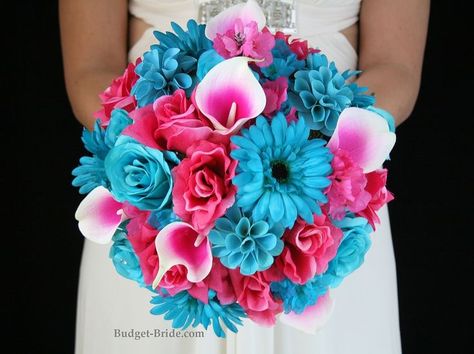 fuschia pink gerbera daisy and turquoise wedding - Google Search ... Turquoise And Pink Wedding, Turquoise Wedding Bouquets, Turquoise Wedding Flowers, Hot Pink And Turquoise, Fuschia Wedding, Hot Pink Weddings, Pink Gerbera, Wedding Flower Packages, Pink Weddings