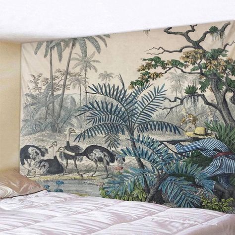 Wildlife in the forest tapestry | Jungle animal birds hunter green trees | Home wall Hanging Art decor | Tapestry Bedroom Living Room Dorm Wall Tapestry Bedroom, Living Room Tapestry, Bird Hunter, Tree Tapestry, Forest Tapestry, Tapestry Bedroom, Dorm Art, College Dorm Decorations, Botanical Decor