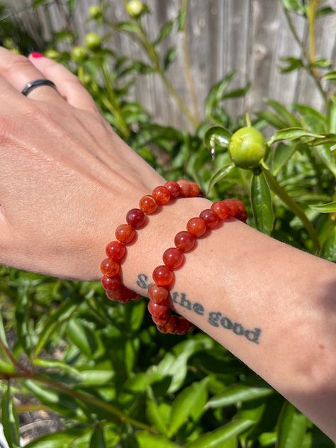 Carnelian Gemstone Bracelet, Stretchy Red Crystal Bracelet, Chakra Stone Jewelry, 8mm Round Beaded Bracelet Gift by TumbledShop on Etsy Confident Energy, Chakra Stones Jewelry, Sacral Chakra Stones, Carnelian Bracelet, Carnelian Crystal, Vibrant Energy, Shop Icon, Stone Crystal, Stretchy Bracelets