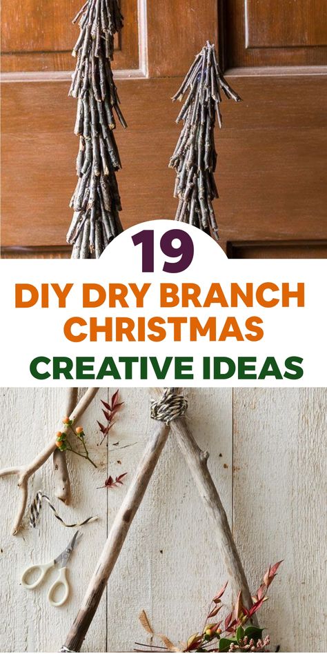 Get inspired by nature and create charming DIY Dry Branch Christmas Decor! Infuse your home with rustic beauty by crafting a unique garland for your fireplace, a wreath adorned with pine cones and berries, and adorable tree ornaments from branch slices. Embrace the magic of handmade decor this holiday season! Things To Make With Tree Branches, Tree Branch Hanging Decor, Twig Deer Diy, Holiday Decorating With Tree Branches, Diy Driftwood Christmas Tree, Tree Twigs Decor Diy Ideas, Stick Decor Diy Branches, Tree Branch Art Diy, Birch Branch Christmas Decor