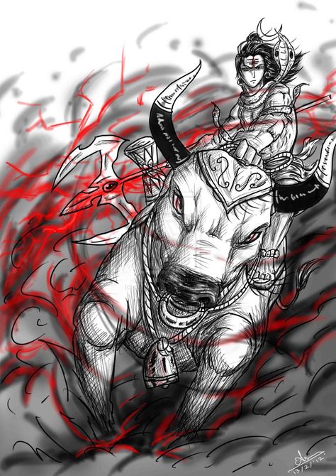 Anime sketch: Lord Shiva and Nandi by nairarun15.deviantart.com on @deviantART Angry Images, Angry Lord Shiva, Shiva Angry, Shiva Tandav, Bhole Nath, Lord Shiva Sketch, Shiva Sketch, Rudra Shiva, Indian God