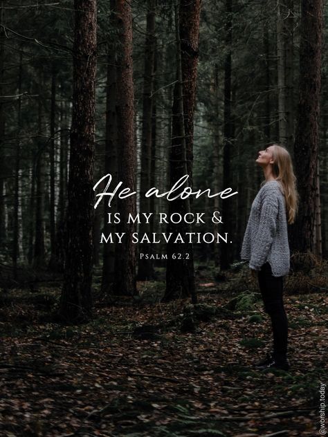 I wait quietly before God, for my victory comes from him. He alone is my rock and my salvation, my fortress where I will never be shaken. Psalm 62.1-2 #bible #psalm #God #Allmighty Psalm 62, Bible Verse Background, I Wait, My Rock, Inspirational Bible Quotes, Biblical Quotes, Inspirational Bible Verses, Bible Encouragement, Daughter Of God