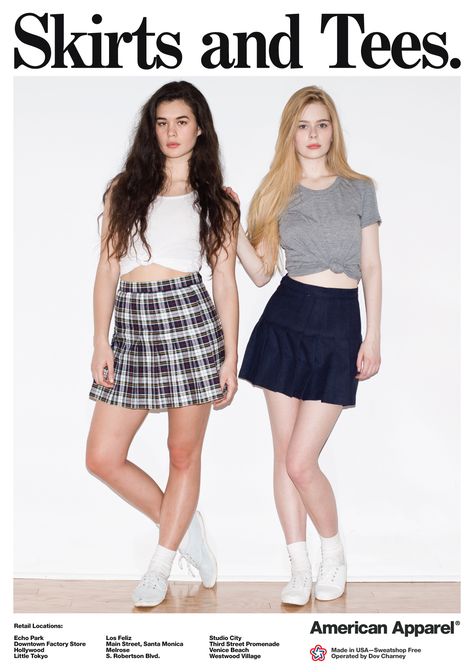 Skirts and Tees by #AmericanApparel American Apparel Ad, Terry Richardson, Tennis Skirts, Shorts Outfit, Photoshoot Ideas, 90s Fashion, American Apparel, Made In Usa, Fashion Beauty