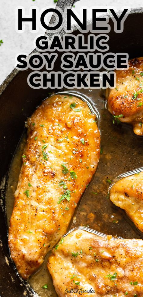 Sauce Over Chicken, Want More Recipes Honey Chicken, Super Yummy Chicken Recipes, Easy Chicken Filet Recipes, Super Yummy Chicken, Chicken In Sauce Recipes Easy, Saute Chicken Recipes, Healthy Chicken Glaze, Soy Garlic Chicken Tenders